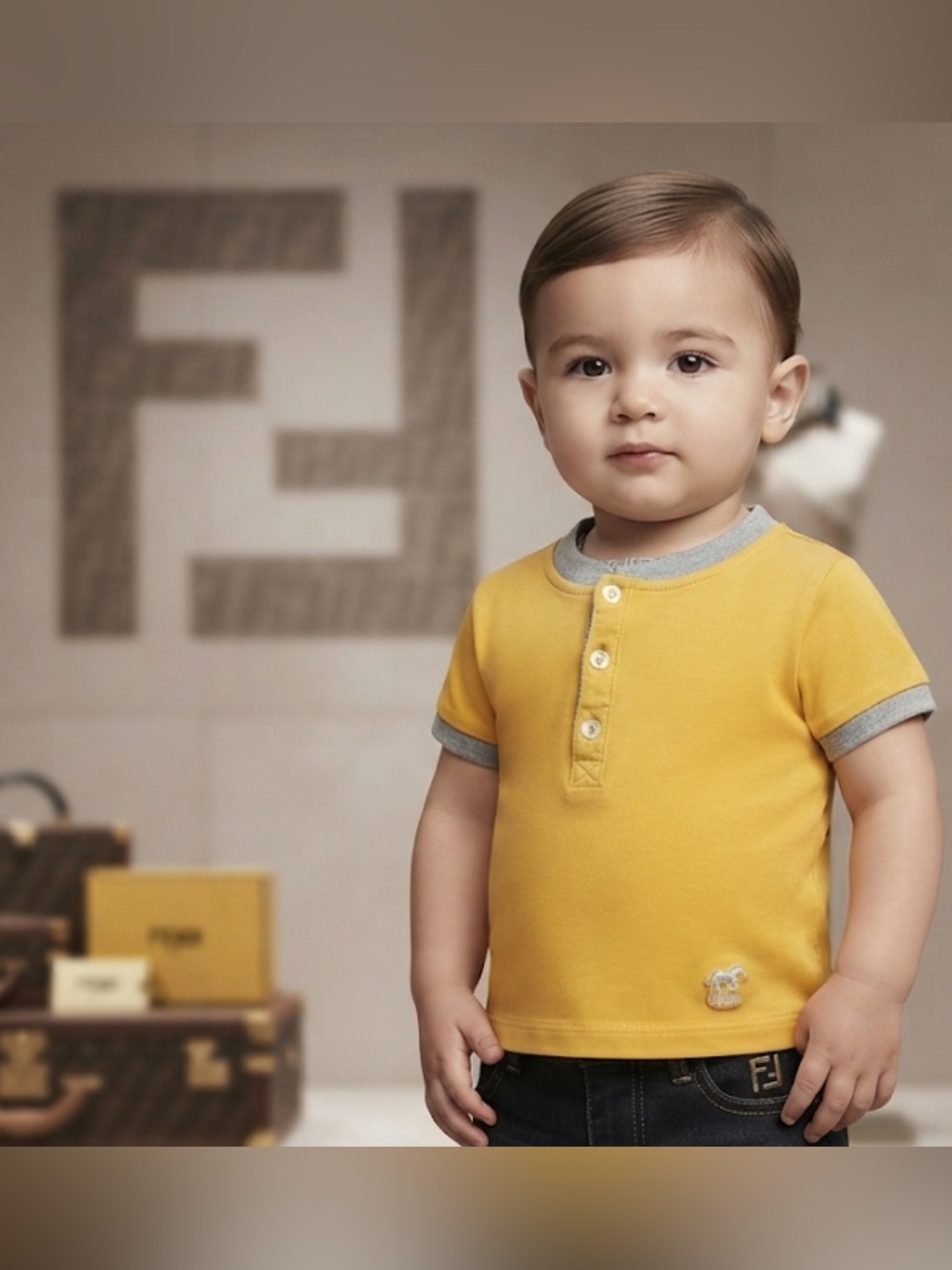 Authentic Fendi luxury designer signature baby tee shirt sz 12 Months